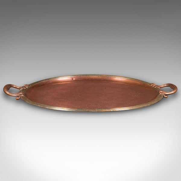 Antique Presentation Tray, English, Copper, Bronze, Serving Platter, Victorian