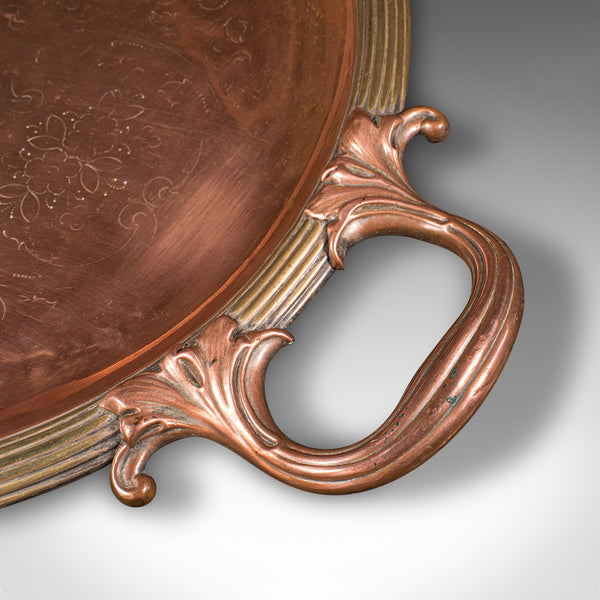 Antique Presentation Tray, English, Copper, Bronze, Serving Platter, Victorian