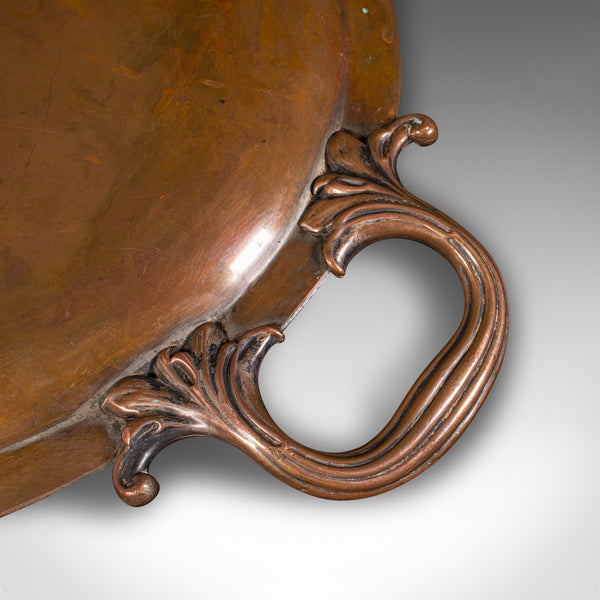 Antique Presentation Tray, English, Copper, Bronze, Serving Platter, Victorian