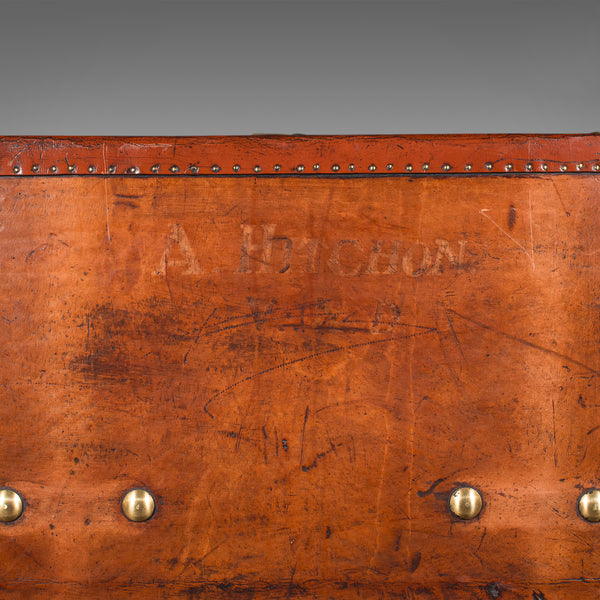 Pair Of Vintage Luggage Cases, English, Leather, Bedside, Nightstand, Campaign