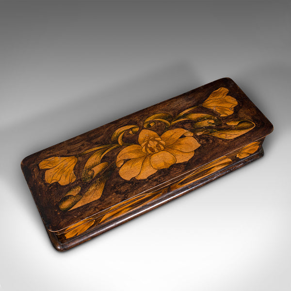 Antique Hand Painted Writing Box, English, Cedar, Desktop Pen Case, Edwardian