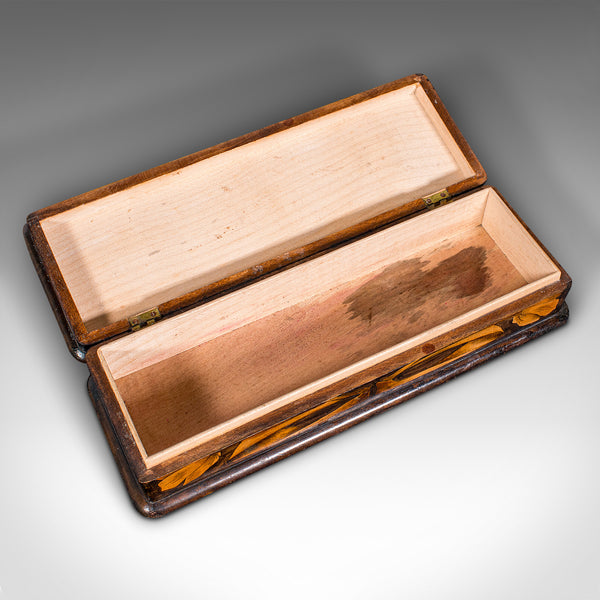 Antique Hand Painted Writing Box, English, Cedar, Desktop Pen Case, Edwardian