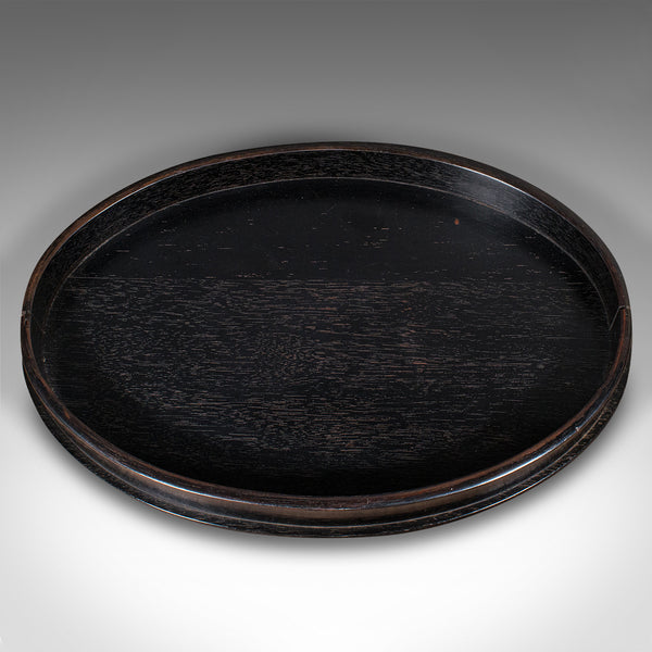 Antique Oval Trinkets Tray, English, Ebony, Dressing Table Tidy, Victorian, 1900
