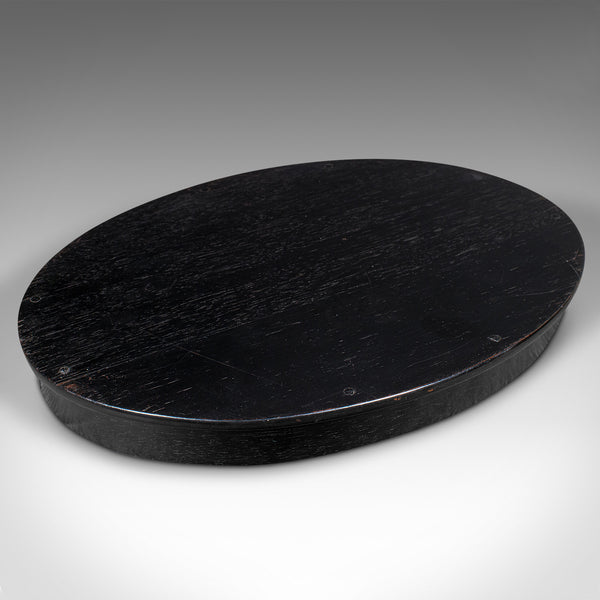 Antique Oval Trinkets Tray, English, Ebony, Dressing Table Tidy, Victorian, 1900