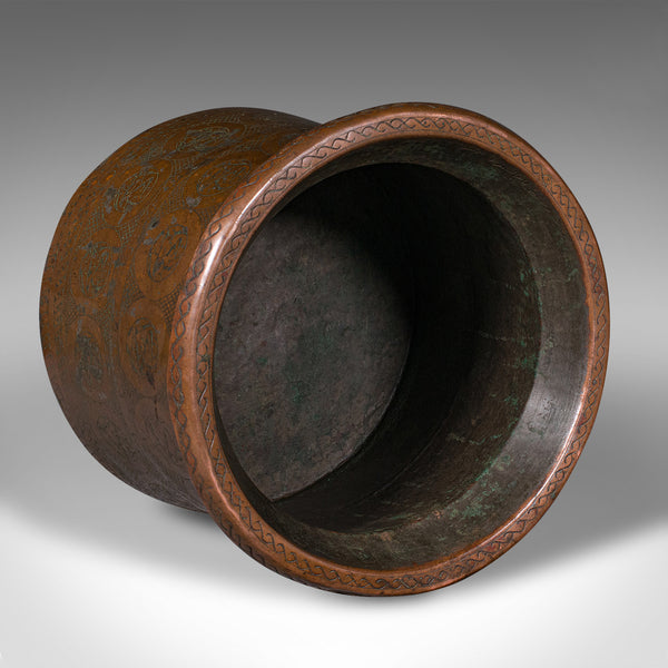 Antique Ottoman Empire Waste Paper Bin, Middle Eastern, Copper Basket, Victorian