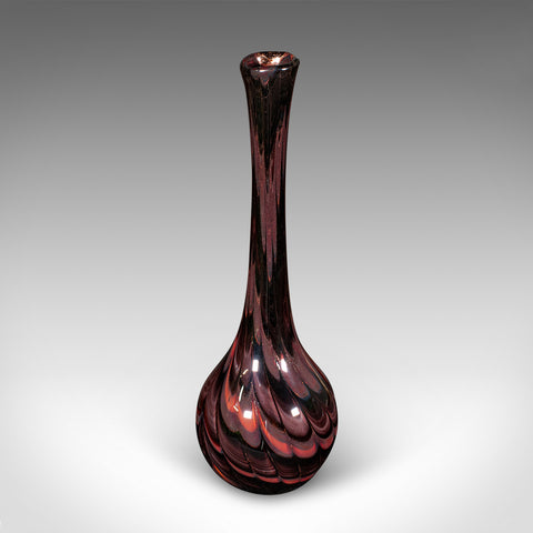 Tall Vintage Art Vase, Italian Glass, Stem, Posy, Flower Sleeve, Decor, C.1970