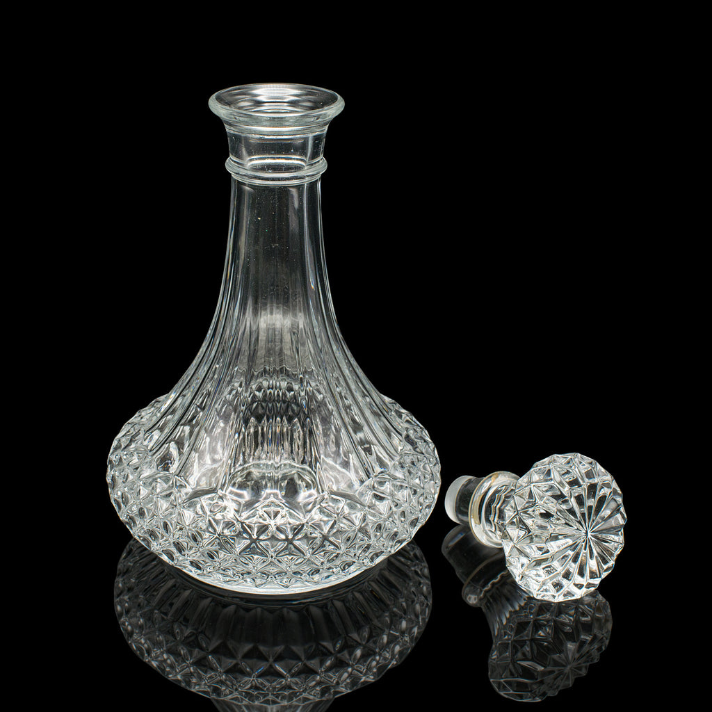 Vintage Floral Etched Tall Crystal Decanter w/ Stopper glasses, small pitcher and a three footed Vintage Floral Etched Tall Crystal Decanter w/ Stopper glasses, small pitcher and a three footed