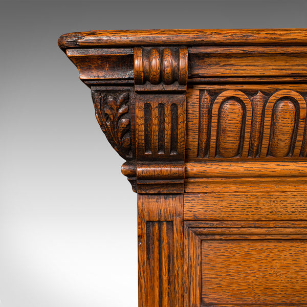 Antique Pedestal Desk, English, Oak, Leather, Merryweather & Son, Late Victorian