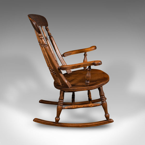 Antique Rocker, English, Beech, Elm, Rocking Chair, Country House, Victorian