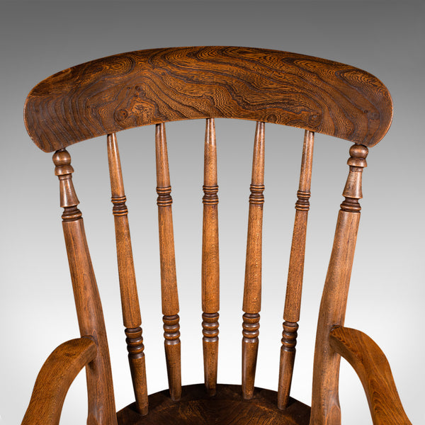 Antique Rocker, English, Beech, Elm, Rocking Chair, Country House, Victorian
