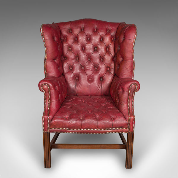 Antique Fireside Wing Back Armchair, English, Leather, Lounge Chair, Edwardian
