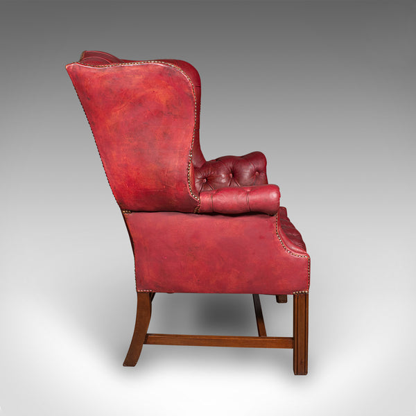 Antique Fireside Wing Back Armchair, English, Leather, Lounge Chair, Edwardian