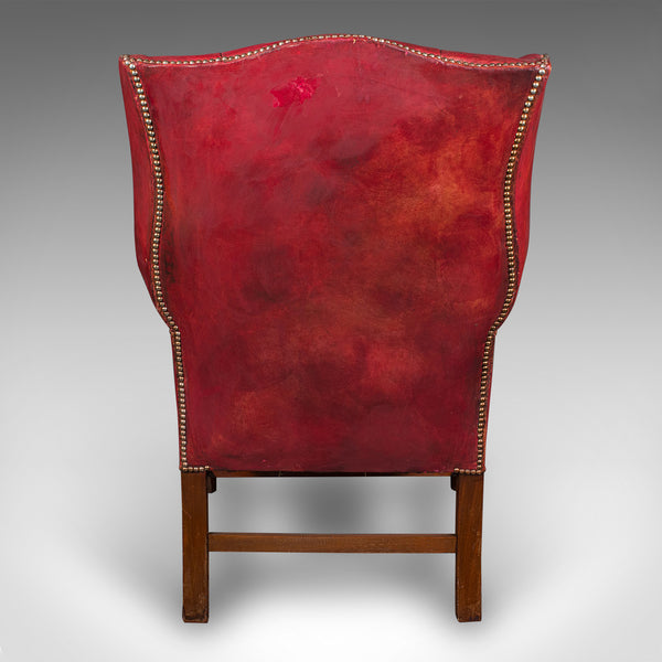 Antique Fireside Wing Back Armchair, English, Leather, Lounge Chair, Edwardian