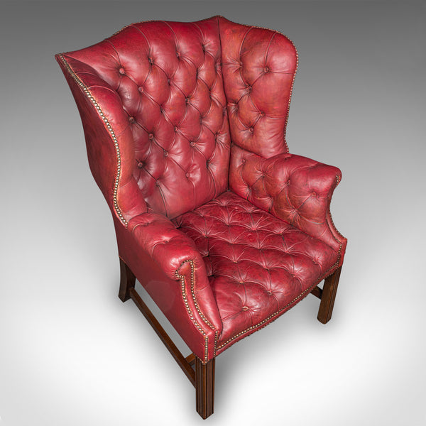 Antique Fireside Wing Back Armchair, English, Leather, Lounge Chair, Edwardian