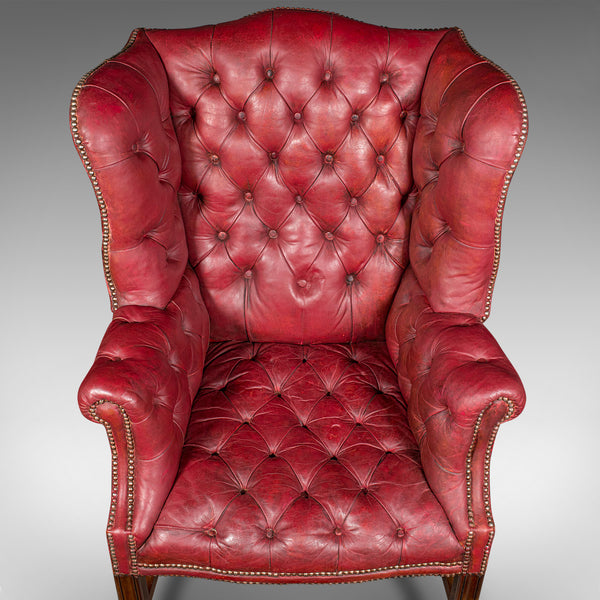 Antique Fireside Wing Back Armchair, English, Leather, Lounge Chair, Edwardian