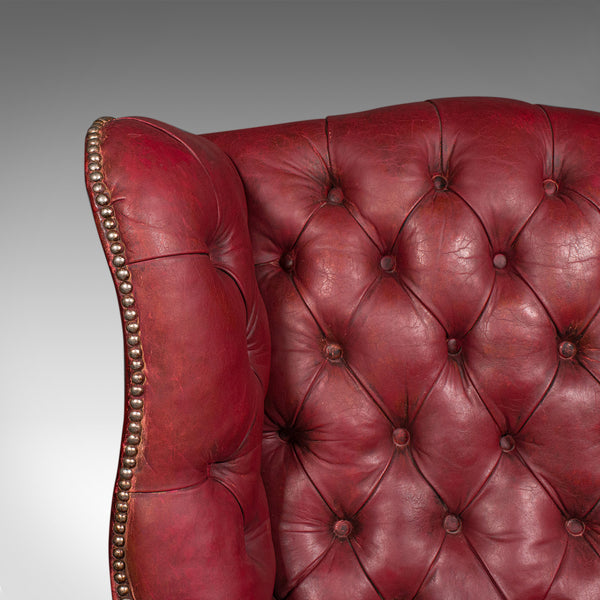 Antique Fireside Wing Back Armchair, English, Leather, Lounge Chair, Edwardian