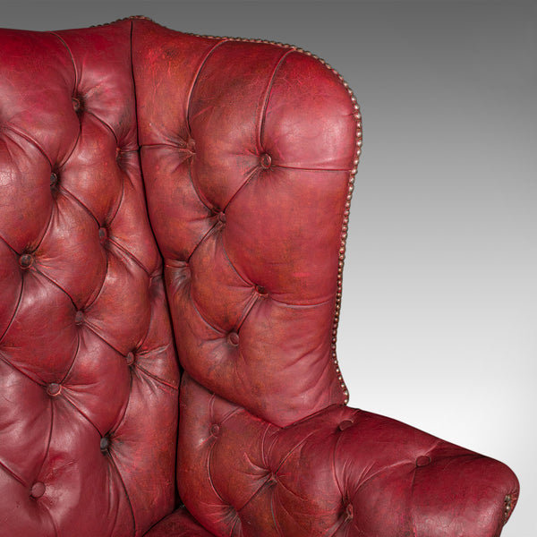 Antique Fireside Wing Back Armchair, English, Leather, Lounge Chair, Edwardian