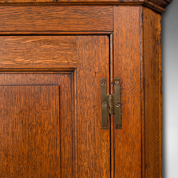Tall Antique Corner Cabinet, English, Oak, 4 Shelf Wall Cupboard, Georgian, 1800