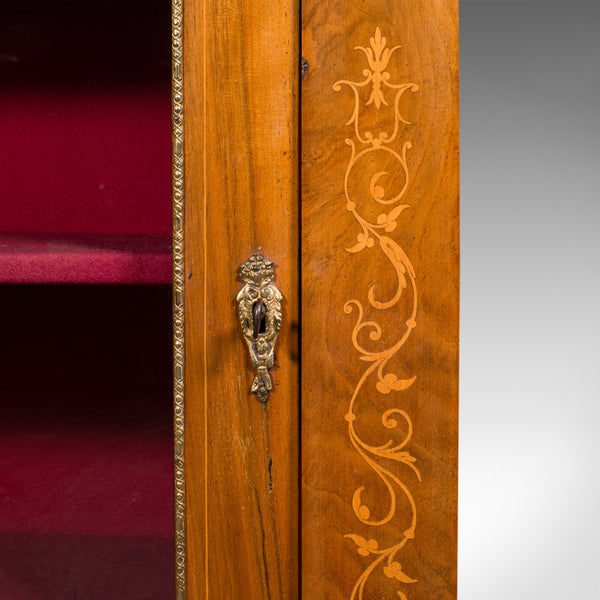 Antique Pier Cabinet, English Walnut, Glazed Bookcase, Display Cupboard, Regency