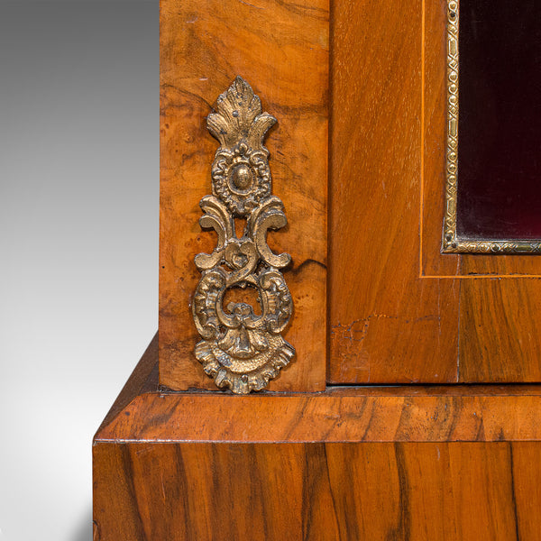 Antique Pier Cabinet, English Walnut, Glazed Bookcase, Display Cupboard, Regency