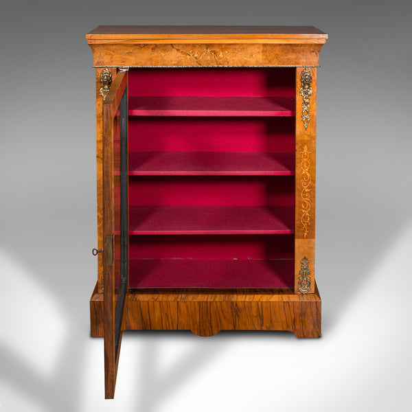 Antique Pier Cabinet, English Walnut, Glazed Bookcase, Display Cupboard, Regency