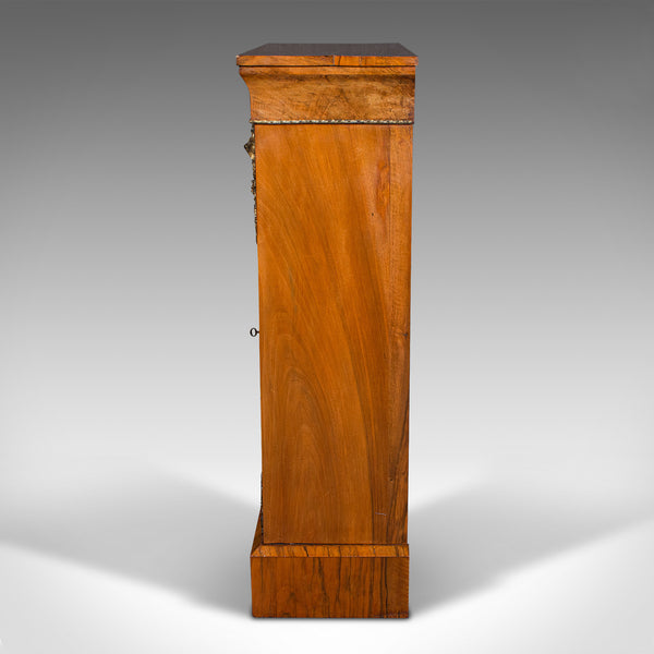 Antique Pier Cabinet, English Walnut, Glazed Bookcase, Display Cupboard, Regency