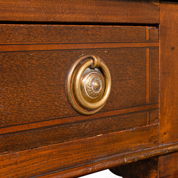 Antique Dressing Table, English Oak, Pine, 2 Drawer, Writing, Console, Victorian