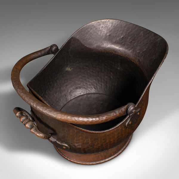 Antique Fireside Helmet Scuttle, English, Copper, Coal, Fuel Store, Victorian