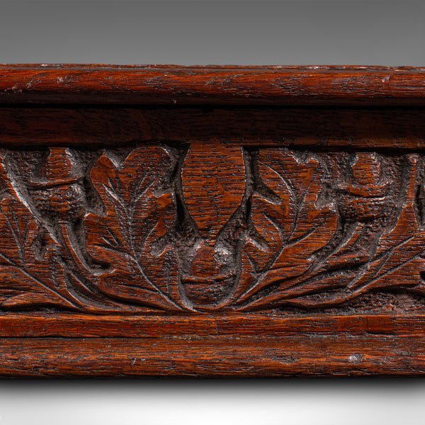 Antique Gardener's Box, English, Oak, Case, Relief Decor, Victorian, Circa 1880