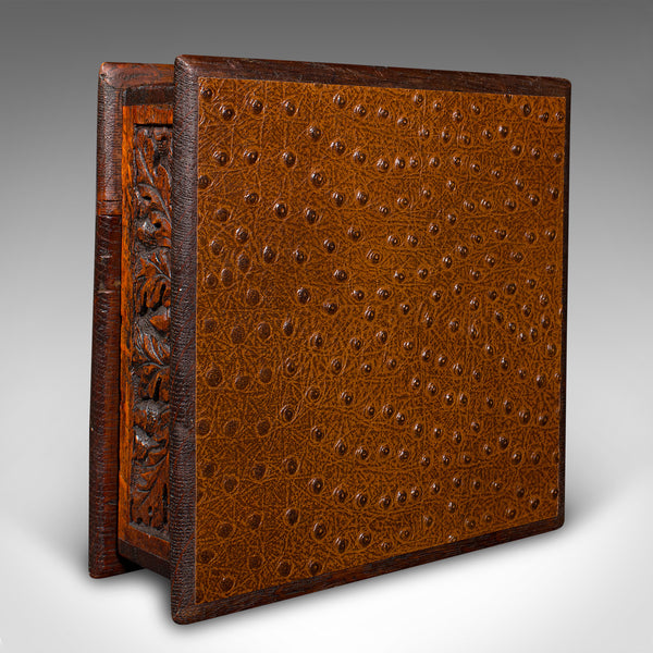 Antique Gardener's Box, English, Oak, Case, Relief Decor, Victorian, Circa 1880