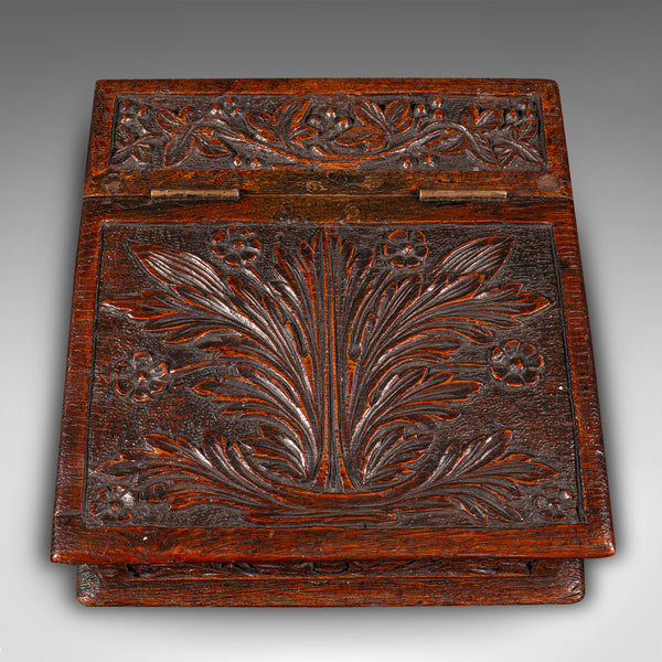 Antique Gardener's Box, English, Oak, Case, Relief Decor, Victorian, Circa 1880