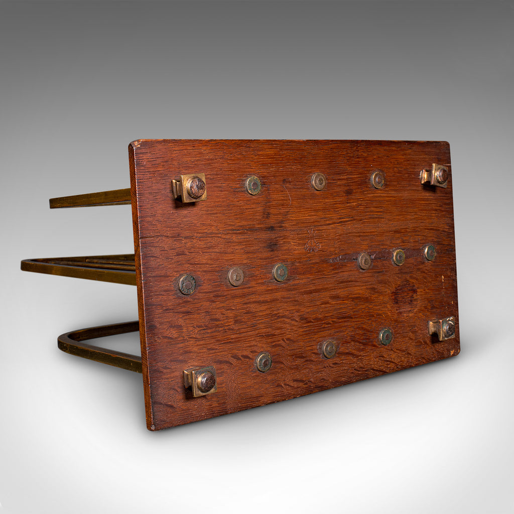 Antique Chairside Newspaper Rack, English, Oak, Brass, Magazine Stand ...
