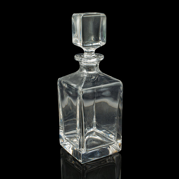 Vintage Bourbon Decanter, English, Glass, Spirit Vessel, Mid Century, Circa 1950
