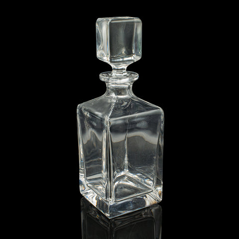 Vintage Bourbon Decanter, English, Glass, Spirit Vessel, Mid Century, Circa 1950