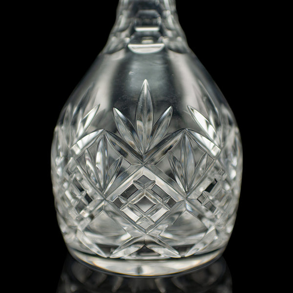 Vintage Crystal Brandy Decanter, English, Cut Glass, Spirit Vessel, Mid Century