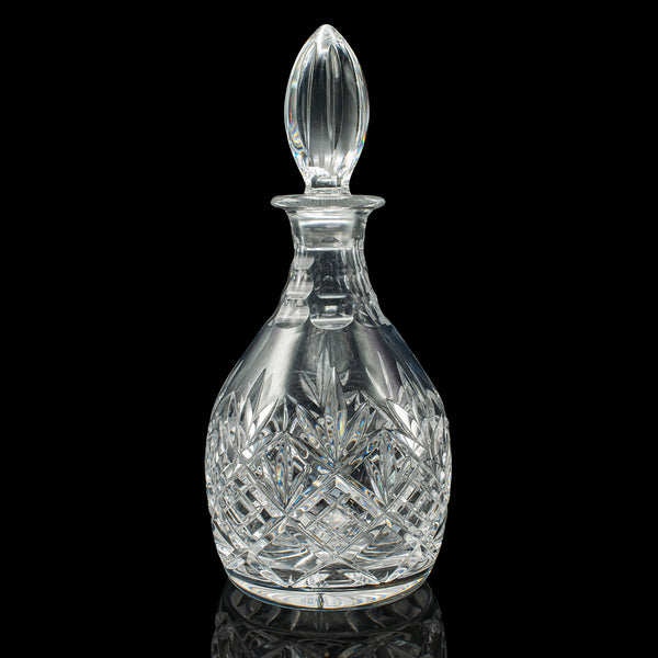 Vintage Crystal Brandy Decanter, English, Cut Glass, Spirit Vessel, Mid Century