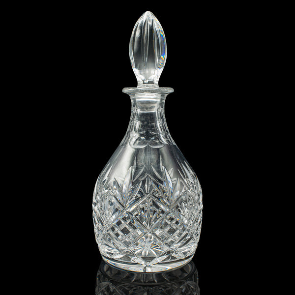 Vintage Crystal Brandy Decanter, English, Cut Glass, Spirit Vessel, Mid Century
