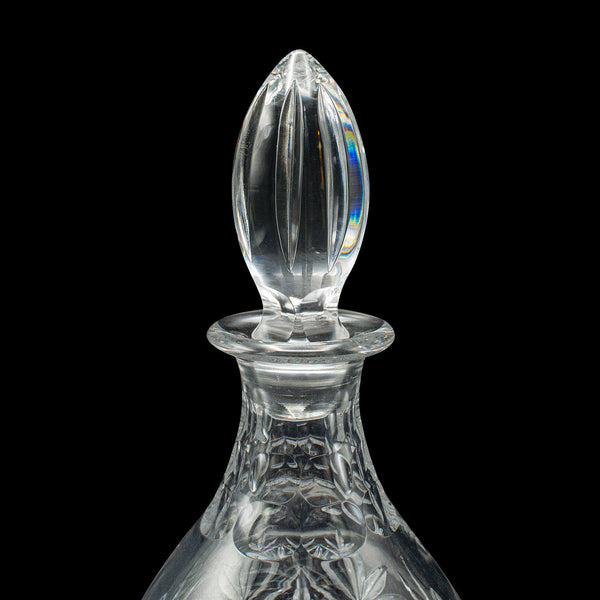 Vintage Crystal Brandy Decanter, English, Cut Glass, Spirit Vessel, Mid Century