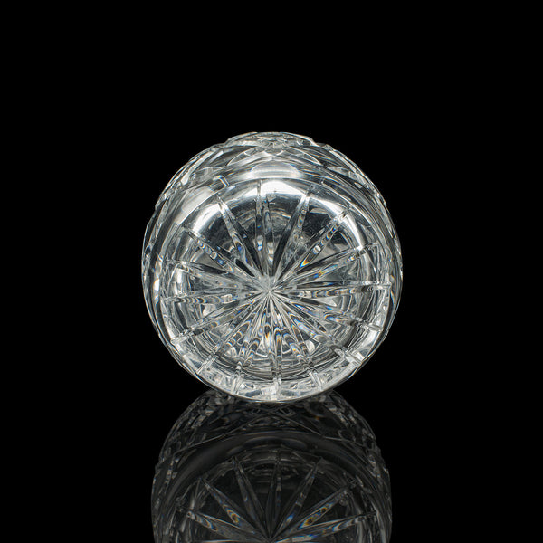 Vintage Crystal Brandy Decanter, English, Cut Glass, Spirit Vessel, Mid Century