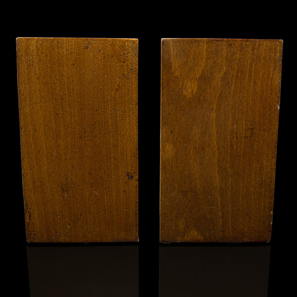 Pair, Antique Maritime Bookends, Continental, Copper, Oak, Book Rest, Victorian