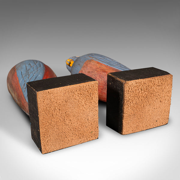 Pair Of Vintage Parakeet Bookends, Continental, Ornamental Book Rests, Art Deco