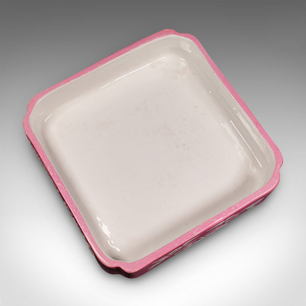 Antique Cheese Wheel Dish, English, Ceramic, Decorative Butter Tray, Victorian