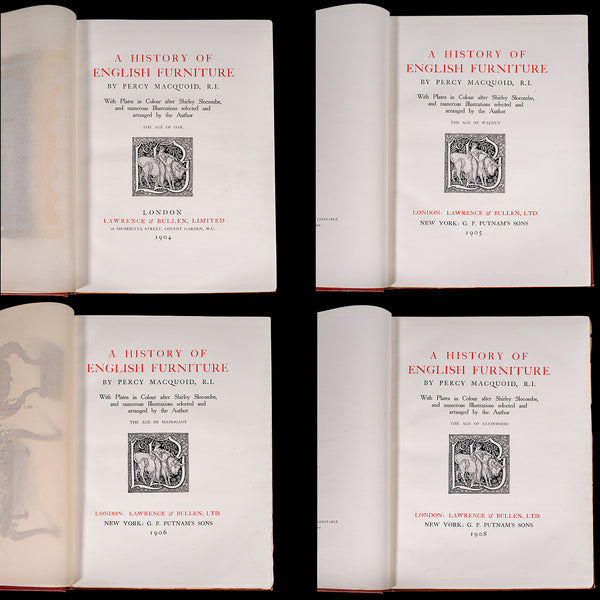 4vol Antique Reference Book Set, British Furniture, English, Macquoid, Edwardian