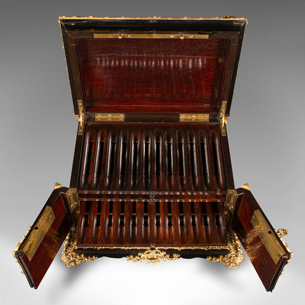 Antique Cigar Humidor, Continental, Ebonised, Petit Corona Case, Victorian, 1860