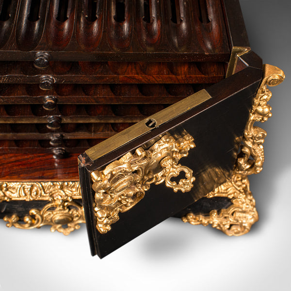 Antique Cigar Humidor, Continental, Ebonised, Petit Corona Case, Victorian, 1860
