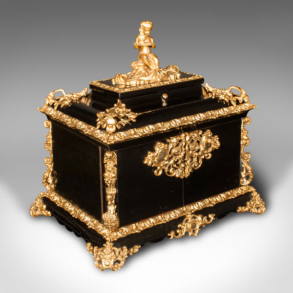 Antique Cigar Humidor, Continental, Ebonised, Petit Corona Case, Victorian, 1860