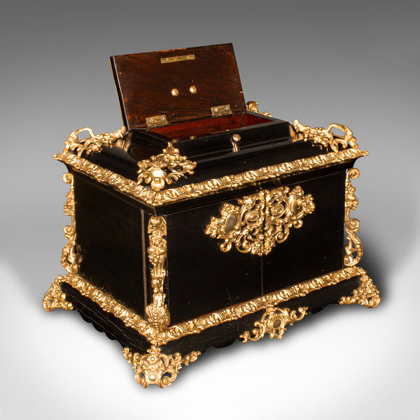 Antique Cigar Humidor, Continental, Ebonised, Petit Corona Case, Victorian, 1860