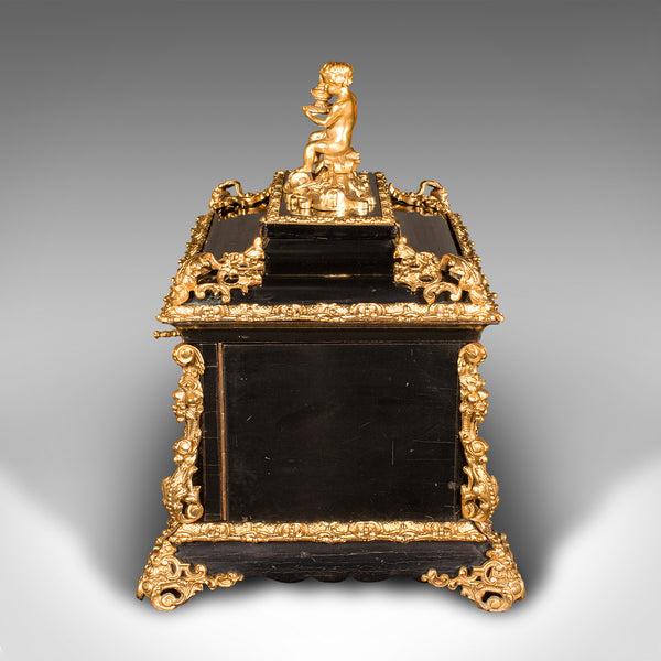 Antique Cigar Humidor, Continental, Ebonised, Petit Corona Case, Victorian, 1860