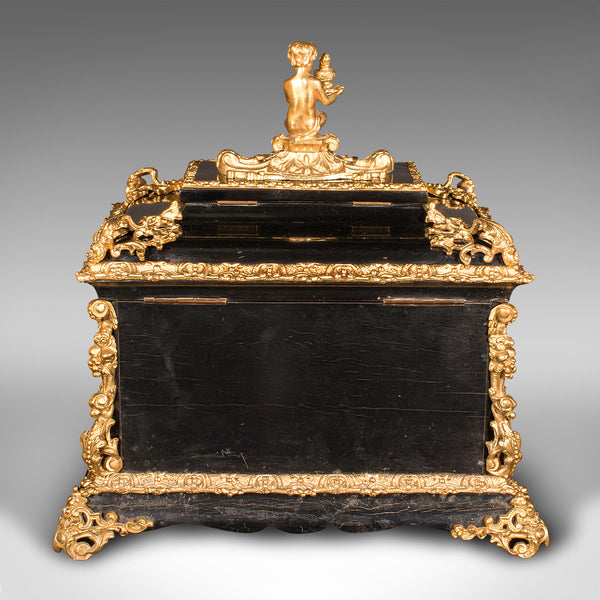Antique Cigar Humidor, Continental, Ebonised, Petit Corona Case, Victorian, 1860