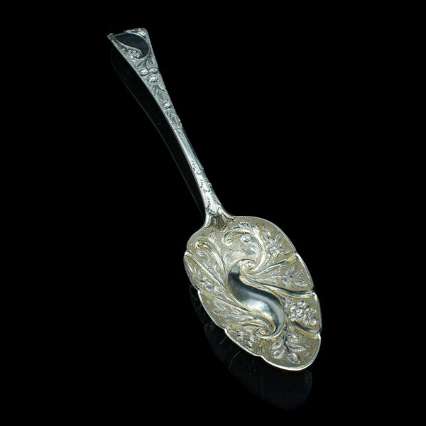 Pair Of Antique Dessert Spoons, English, Silver, Trifle, Hallmarked, Georgian